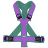 BUMER Hundegeschirr, gepolstert mit geteilten Bruststeg, Größe M, Gurtband: violet, Softshell: atollblau