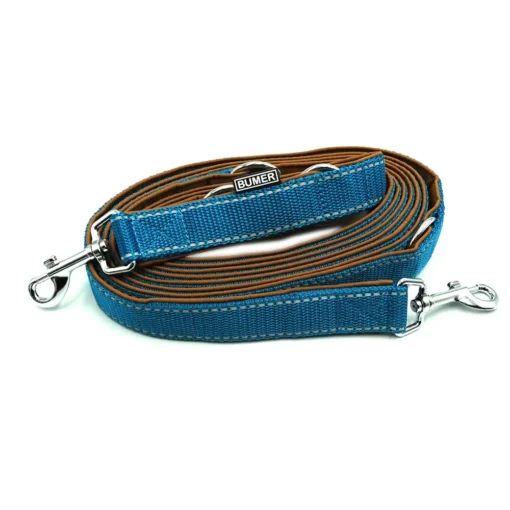 BUMER Hundeleine, gepolstert, Länge: 350cm Softshell-Farbe: Caffè Latte (037) Gurtband-Breite: 25 mm Gurtband-Farbe: petrol (REFLEX) Ringe & Karabiner: silberfarbig (Edelstahl)