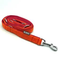 BUMER Hundeleine, gepolstert, Länge 200cm Softshell-Farbe Pink Gurtband-Breite 20 mm Gurtband-Farbe orange Ringe & Karabiner silberfarbig