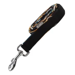 BUMER Hundeleine, gepolstert, Länge 200cm Softshell-Farbe Vergoldeter Schwung Gurtband-Breite 20 mm Gurtband-Farbe schwarz Ringe & Karabiner silberfarbig (Edelstahl)