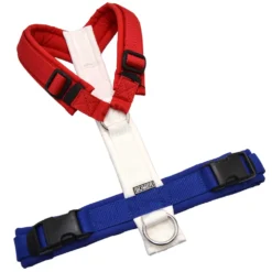 BUMER Hundegeschirr, gepolstert ohne geteilten Bruststeg, Größe M, Gurtband MULTICOLOR, Softshell MULTICOLOR, Ringe silberfarbig (Edelstahl), Schnallen schwarz