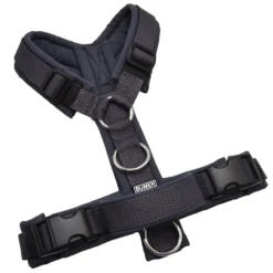BUMER Hundegeschirr, gepolstert mit Haltegriff, Grösse S, Gurtband: Anthrazit, Softshell: Cool Grey, Ringe: silberfarbig (Edelstahl), Schnallen: DURAFLEX®, Zusatzringe