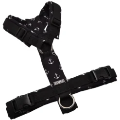 BUMER Hundegeschirr, gepolstert ohne geteilten Bruststeg, Größe S, Gurtband PREMIUM Pitch Black, Softshell ANKER Schwarz, Ringe silberfarbig (Edelstahl), Schnallen DURAFLEX® (1)