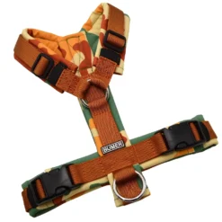 BUMER Hundegeschirr, gepolstert ohne geteilten Bruststeg, Größe XS, Gurtband PREMIUM Copper Glow, Softshell WÜSTE, Ringe silberfarbig (Edelstahl), Schnallen DURAFLEX®