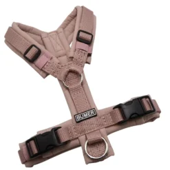 BUMER Hundegeschirr, gepolstert ohne geteilten Bruststeg, Größe XXS, Gurtband Schmutziges Rosa, Softshell Puderrosa, Ringe silberfarbig (Edelstahl), Schnallen schwarz (Standard)