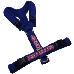 BUMER BOHO Hundegeschirr, gepolstert ohne geteilten Bruststeg, Größe S/M, Gurtband Ultramarin, Softshell Royal, Ringe silberfarbig (Edelstahl), Schnallen schwarz (DURAFLEX®)