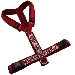 BUMER BOHO Hundegeschirr, gepolstert ohne geteilten Bruststeg, Größe XL, Gurtband PREMIUM Berry Bordeaux, Softshell Bordeaux, Ringe silberfarbig (Edelstahl), Schnallen schwarz (DURAFLEX®)