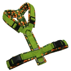 BUMER Hundegeschirr, gepolstert ohne geteilten Bruststeg, Größe M, Gurtband Dunkel Lime, Softshell FUCHS, Ringe silberfarbig (Edelstahl), Schnallen schwarz (DURAFLEX®)