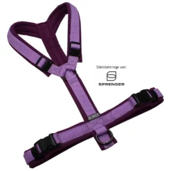 BUMER Hundegeschirr, gepolstert ohne geteilten Bruststeg, Größe M, Gurtband Violett (20mm), Softshell Puple Sky, Ringe schwarz (Edelstahl), Schnallen schwarz (DURAFLEX®)