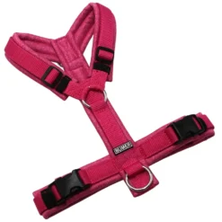 BUMER Hundegeschirr, gepolstert ohne geteilten Bruststeg, Größe S, Gurtband Altrosa, Softshell Pink (meliert), Ringe silberfarbig (Edelstahl), Schnallen schwarz (DURAFLEX®)