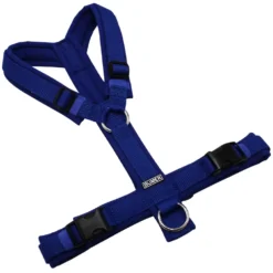 BUMER Hundegeschirr, gepolstert ohne geteilten Bruststeg, Größe S/M, Gurtband Ultramarin, Softshell Royal, Ringe silberfarbig (Edelstahl), Schnallen schwarz (DURAFLEX®)