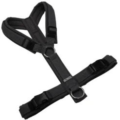 BUMER Hundegeschirr, gepolstert ohne geteilten Bruststeg, Größe S/M, Gurtband Dunkelgrau, Softshell Mittelgrau, Ringe silberfarbig (Edelstahl), Schnallen schwarz (DURAFLEX®)