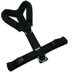 BUMER Hundegeschirr, gepolstert ohne geteilten Bruststeg, Größe S/M, Gurtband Dunkelgrün, Softshell Waldnachtgrün, Ringe silberfarbig (Edelstahl), Schnallen schwarz