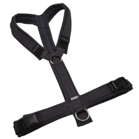 BUMER Hundegeschirr, gepolstert ohne geteilten Bruststeg, Größe XL, Gurtband Anthrazit, Softshell Cool Grey, Ringe silberfarbig (Edelstahl), Schnallen schwarz