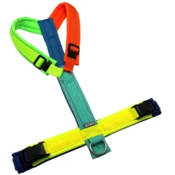 BUMER Hundegeschirr, gepolstert ohne geteilten Bruststeg, Größe XL, Gurtband MULTICOLOR, Softshell MULTICOLOR, Ringe silberfarbig (Edelstahl), Schnallen schwarz (DURAFLEX®)