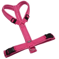 BUMER Hundegeschirr, gepolstert ohne geteilten Bruststeg, Größe XL, Gurtband PREMIUM Himbeer Sorbet, Softshell Pink meliert, Ringe silberfarbig (Edelstahl), Schnallen schwarz (DURAFLEX®)