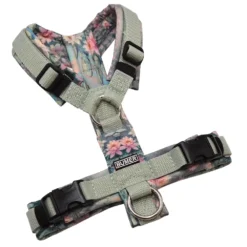 BUMER Hundegeschirr, gepolstert ohne geteilten Bruststeg, Größe XS, Gurtband Helles Salbei, Softshell Symphony of Water Lilies, Ringe silberfarbig (Edelstahl), Schnallen DURAFLEX®, Applikation