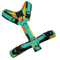 BUMER Hundegeschirr, gepolstert ohne geteilten Bruststeg, Größe XS, Gurtband Mint, Softshell Mint Mirage (Tarnfarben), Ringe silberfarbig (Edelstahl), Schnallen DURAFLEX®