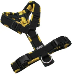 BUMER Hundegeschirr, gepolstert ohne geteilten Bruststeg, Größe XS, Gurtband PREMIUM Pitch Black, Softshell DACKEL #1, Ringe silberfarbig (Edelstahl), Schnallen schwarz