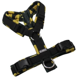 BUMER Hundegeschirr, gepolstert ohne geteilten Bruststeg, Größe XS, Gurtband PREMIUM Pitch Black, Softshell DACKEL #1, Ringe silberfarbig (Edelstahl), Schnallen schwarz