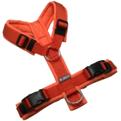 BUMER Hundegeschirr, gepolstert ohne geteilten Bruststeg, Größe XS, Gurtband PREMIUM Scarlett Essence, Softshell Bubblegum, Ringe silberfarbig (Edelstahl), Schnallen schwarz