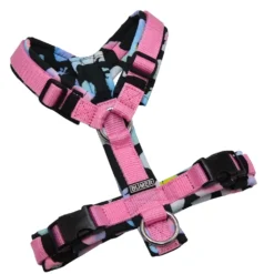 BUMER Hundegeschirr, gepolstert ohne geteilten Bruststeg, Größe XS, Gurtband Pink, Softshell Dackel #2, Ringe silberfarbig (Edelstahl), Schnallen DURAFLEX®