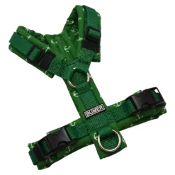 BUMER Hundegeschirr, gepolstert ohne geteilten Bruststeg, Größe XXS, Gurtband Grün, Softshell ANKER Grün, Ringe silberfarbig (Edelstahl), Schnallen schwarz (DURAFLEX®)