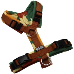 BUMER Hundegeschirr, gepolstert ohne geteilten Bruststeg, Größe XXS, Gurtband PREMIUM Copper Glow, Softshell WÜSTE, Ringe silberfarbig (Edelstahl), Schnallen schwarz