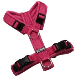 BUMER Hundegeschirr, gepolstert ohne geteilten Bruststeg, Größe XXS, Gurtband PREMIUM Himbeer Sorbet, Softshell Pink meliert, Ringe silberfarbig (Edelstahl), Schnallen schwarz (DURAFLEX®)