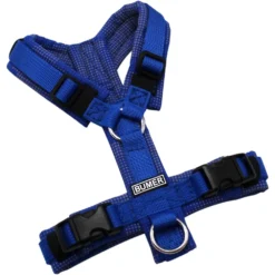 BUMER Hundegeschirr, gepolstert ohne geteilten Bruststeg, Größe XXS, Gurtband PREMIUM Royal Saphire, Softshell CAMOU REFLEX Dunkelblau, Ringe silberfarbig (Edelstahl), Schnallen schwarz (DURAFLEX®)
