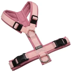 BUMER Hundegeschirr, gepolstert ohne geteilten Bruststeg, Zwischengröße XS/S, Gurtband PREMIUM Blush Petal, Softshell Rosenquarz, Ringe silberfarbig (Edelstahl)