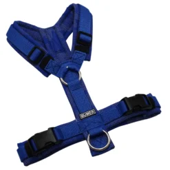BUMER Hundegeschirr, gepolstert ohne geteilten Bruststeg, Zwischengröße XS/S, Gurtband Royal, Softshell Camou REFLEX Dunkelblau, Ringe silberfarbig (Edelstahl), Schnallen schwarz (DURAFLEX®)