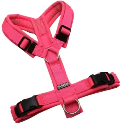 BUMER Hundegeschirr, gepolstert ohne geteilten Bruststeg, Zwischengröße XS/S, Gurtband PREMIUM Vibrant Magenta, Softshell Camou REFLEX Neonpink, Ringe silberfarbig (Edelstahl), Schnallen schwarz (DURAFLEX®)