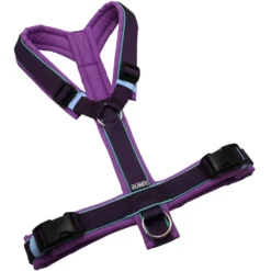 BUMER1000 Hundegeschirr, gepolstert ohne geteilten Bruststeg, Größe L, Gurtband PREMIUM Lavender Luxe, Softshell VIOLETT TÖNE (VT-2252), Ringe silberfarbig (Edelstahl), Schnallen schwarz, Paspel