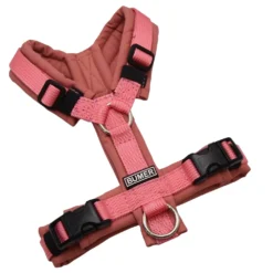BUMER1000 Hundegeschirr, gepolstert ohne geteilten Bruststeg, Größe XXS, Gurtband PREMIUM Perlmutt Rosa, Softshell RO-9053 Rottöne, Ringe silberfarbig (Edelstahl), Schnallen schwarz (DURAFLEX®)