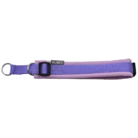 BUMER1000 Zug-Stopp Halsband, Hundehalsband für Hunde, gepolstert, Halsumfang 40-47cm, Gurtband Lila, Softshell VIOLETT TÖNE (VT-3152), Ringe silberfarbig (Edelstahl)