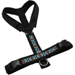 BUMER BOHO Hundegeschirr, gepolstert ohne geteilten Bruststeg, Größe L, Gurtband PREMIUM Pitch Black, Softshell Schwarz, Ringe silberfarbig (Edelstahl), Schnallen schwarz