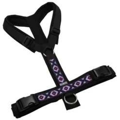 BUMER BOHO Hundegeschirr, gepolstert ohne geteilten Bruststeg, Größe L, Gurtband PREMIUM Pitch Black, Softshell Schwarz, Ringe silberfarbig (Edelstahl), Schnallen schwarz