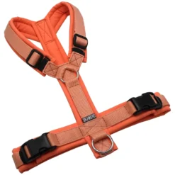 BUMER Hundegeschirr, gepolstert ohne geteilten Bruststeg, Größe M, Gurtband PREMIUM X Pfirsichrosa, Softshell Bubblegum, Ringe silberfarbig (Edelstahl), Schnallen schwarz (DURAFLEX®)