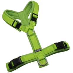 BUMER Hundegeschirr, gepolstert ohne geteilten Bruststeg, Größe S, Gurtband PREMIUM X Kiwi Kiss, Softshell Grannys Green, Ringe silberfarbig (Edelstahl), Schnallen schwarz