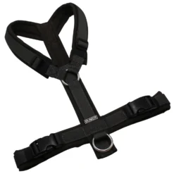 BUMER Hundegeschirr, gepolstert ohne geteilten Bruststeg, Größe S/M, Gurtband PREMIUM Camouflage Green, Softshell Ebenholzbraun, Ringe silberfarbig (Edelstahl), Schnallen schwarz