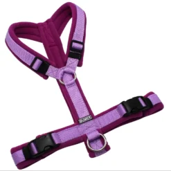 BUMER Hundegeschirr, gepolstert, ohne geteilten Bruststeg, Größe S/M, Gurtband Violet, Fleece Midnight Violet, Ringe silberfarbig (Edelstahl), Schnallen schwarz