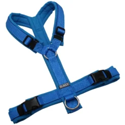 BUMER Hundegeschirr, gepolstert ohne geteilten Bruststeg, Größe S/M, Gurtband PREMIUM X Blue, Softshell Eisvogelblau, Ringe silberfarbig (Edelstahl), Schnallen schwarz