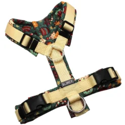 BUMER Hundegeschirr, gepolstert ohne geteilten Bruststeg, Größe XS, Gurtband PREMIUM Buttercreme, Softshell Weihnachten #14, Ringe silberfarbig (Edelstahl), Schnallen schwarz