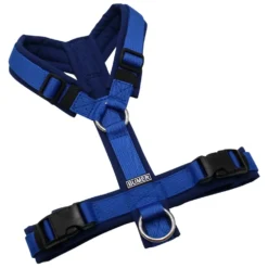 BUMER Hundegeschirr, gepolstert ohne geteilten Bruststeg, Größe XS, Gurtband PREMIUM Royal Saphire, Softshell Twilight Blau, Ringe silberfarbig (Edelstahl), Schnallen schwarz