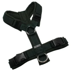 BUMER Hundegeschirr, gepolstert ohne geteilten Bruststeg, Größe XS/S, Gurtband: PREMIUM X Dunkelgrün, Softshell: Dunkelolive, Ringe: silberfarbig (Edelstahl), Schnallen: schwarz