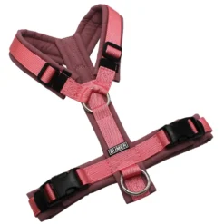 BUMER Hundegeschirr, gepolstert ohne geteilten Bruststeg, Zwischengröße XS/S, Gurtband PREMIUM Perlmutt Rosa, Softshell Smoky Violet, Ringe silberfarbig (Edelstahl), Schnallen schwarz