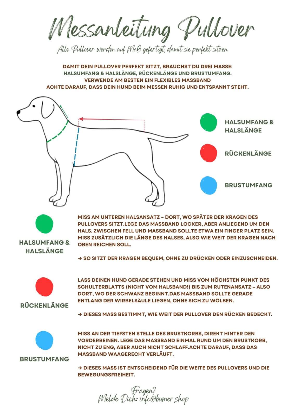 Messanleitung BUMER Hundepullover