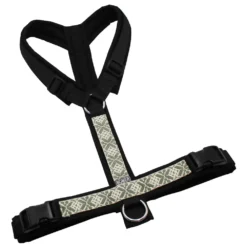 BUMER BOHO Hundegeschirr, gepolstert ohne geteilten Bruststeg, Größe XL, Gurtband PREMIUM Pitch Black, Softshell Schwarz, Ringe silberfarbig (Edelstahl), Schnallen schwarz (DURAFLEX®)