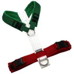 BUMER MULTICOLOR Hundegeschirr, gepolstert ohne geteilten Bruststeg, Größe L, Ringe: silberfarbig (Edelstahl), Schnallen: schwarz